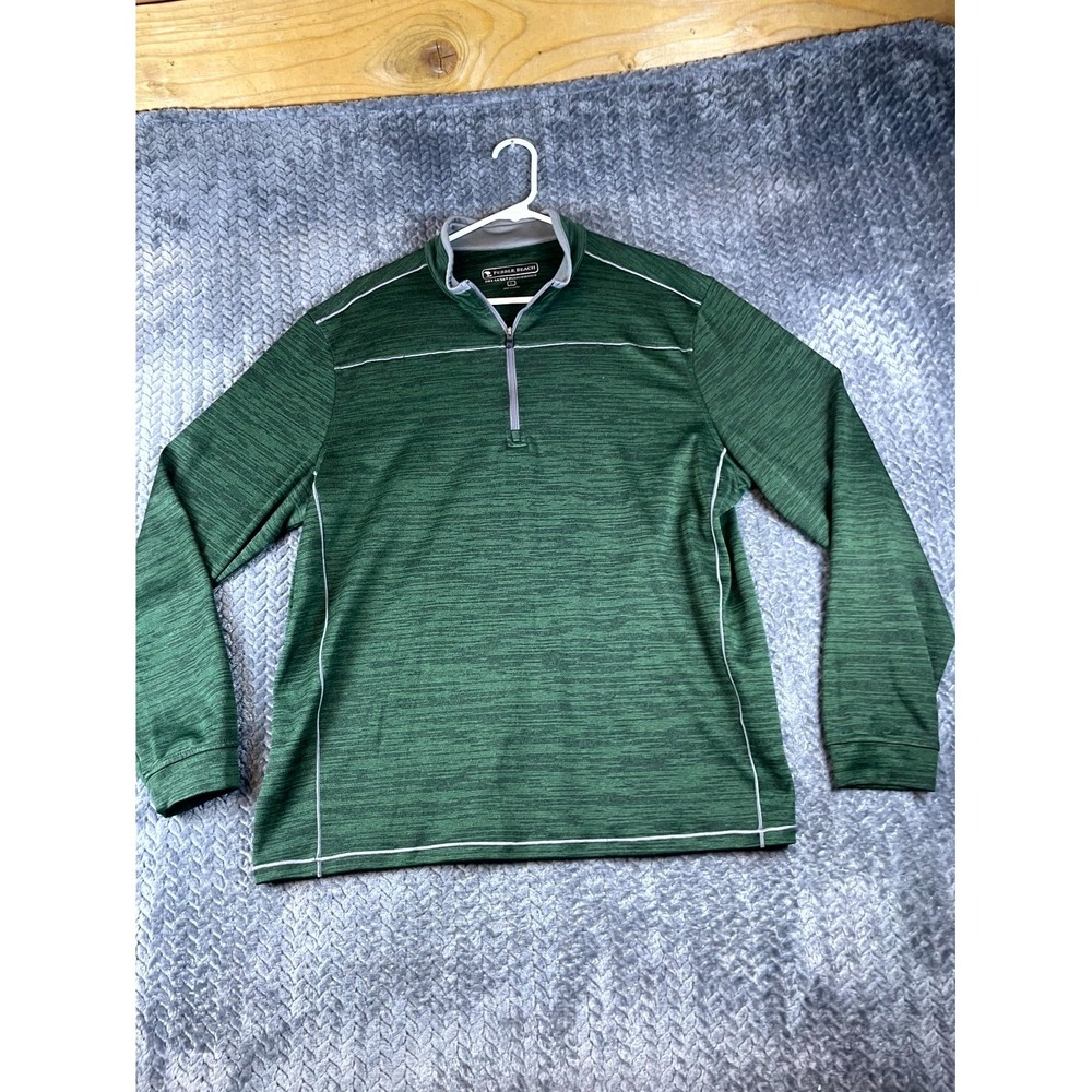 Pebble Beach Dry Luxe Performance Top Mens Large Green Quarter Zip Athleisure